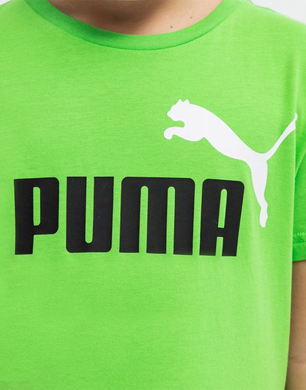 PUMA Essentials+ 2 Colour Logo Tee Bright Green - 586985-46 - 4