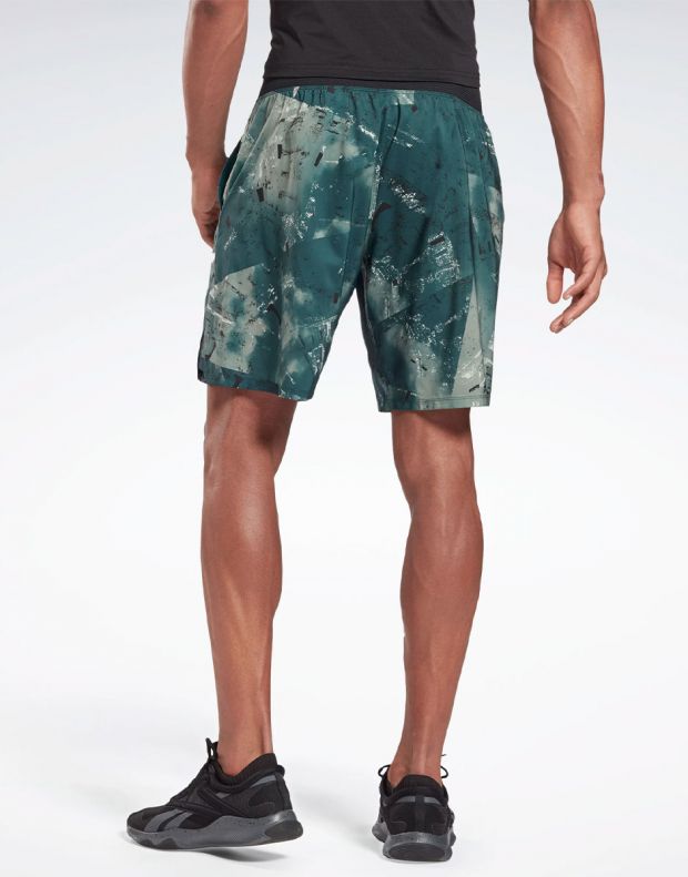 REEBOK Training Epic Lightweight Shorts Allover Print Green - GJ6384 - 2