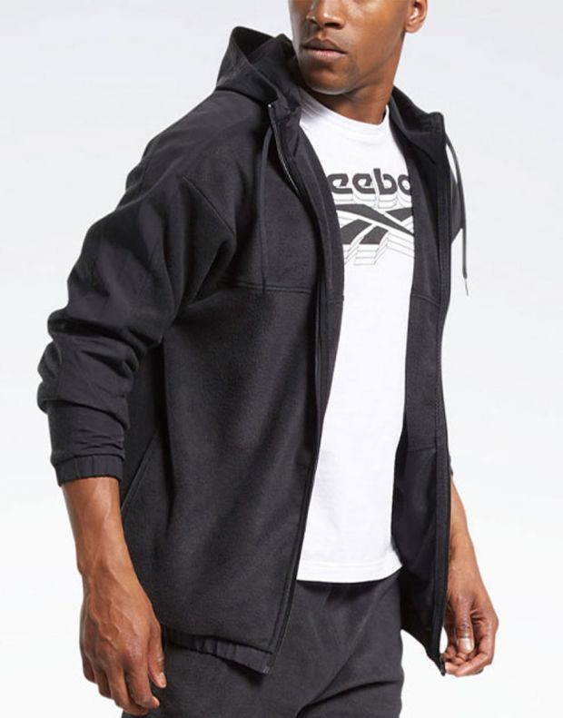 REEBOK Workout Ready Fleece Zip Up Jacket Black - FS8450 - 3