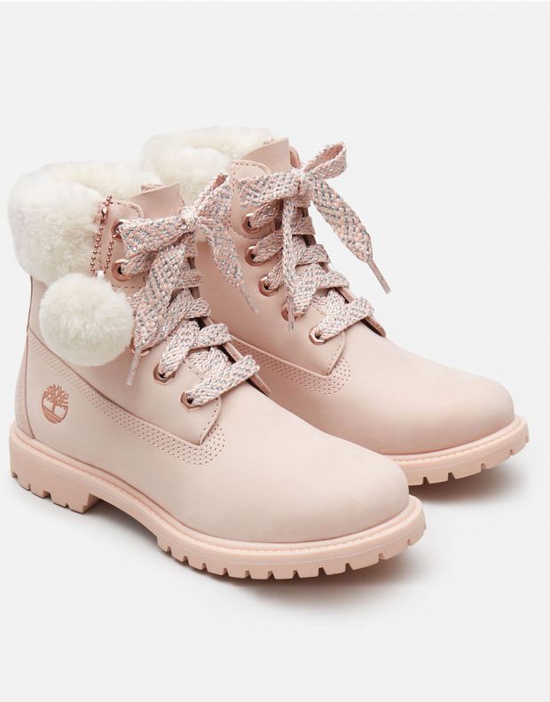 TIMBERLAND Authentic Shearling Collar 6 Inch Waterproof Boot Pink - A2322 - 2