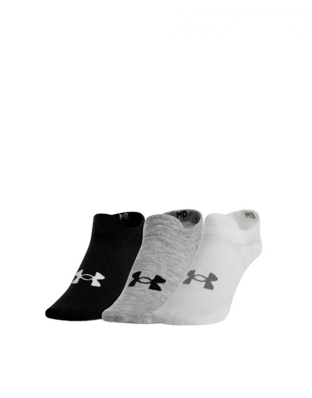 UNDER ARMOUR 3-Packs Essential Ultra Low Cut Socks Black/Grey/White - 1351784-101 - 1