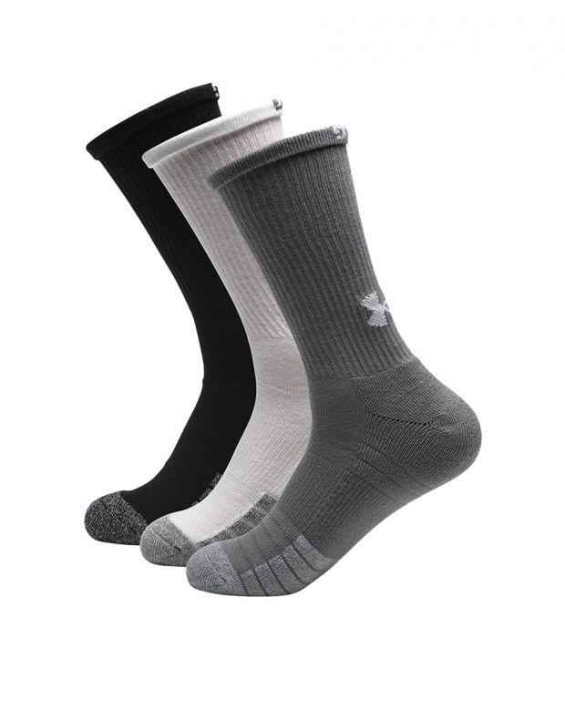 UNDER ARMOUR 3-Packs Heatgear Crew Socks Black/White/Grey - 1346751-035 - 1