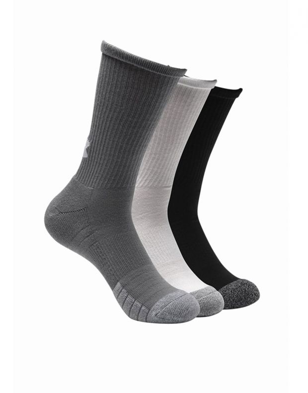 UNDER ARMOUR 3-Packs Heatgear Crew Socks Black/White/Grey - 1346751-035 - 2