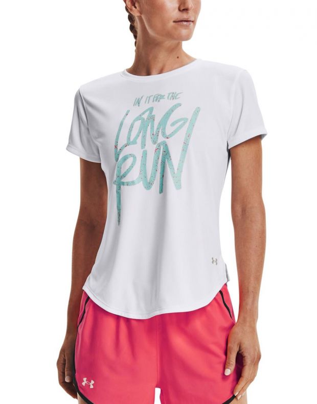 UNDER ARMOUR Long Run Graphic SS Tee White - 1365656-100 - 1