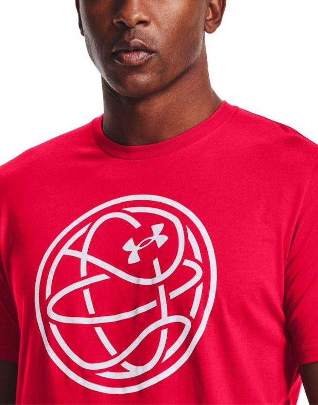UNDER ARMOUR Hoops Logo Тее Red - 1361920-600 - 3