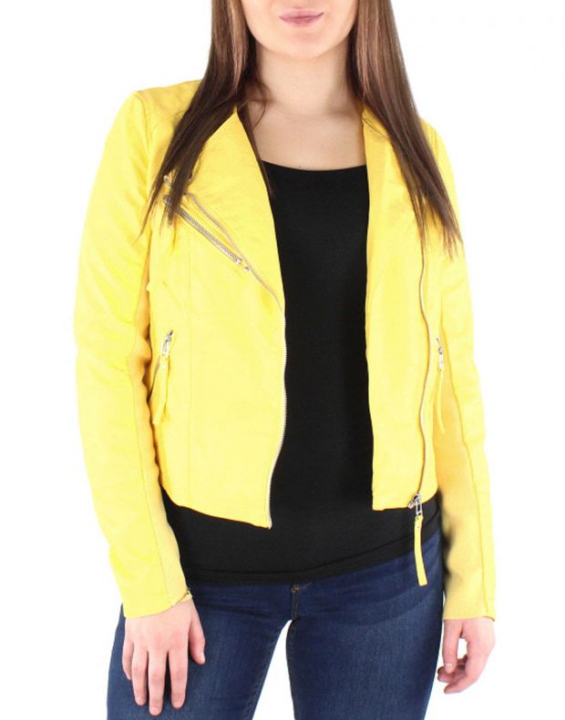 VERO MODA Faux Leather Moto Jacket Yellow - 10206603/yellow - 1