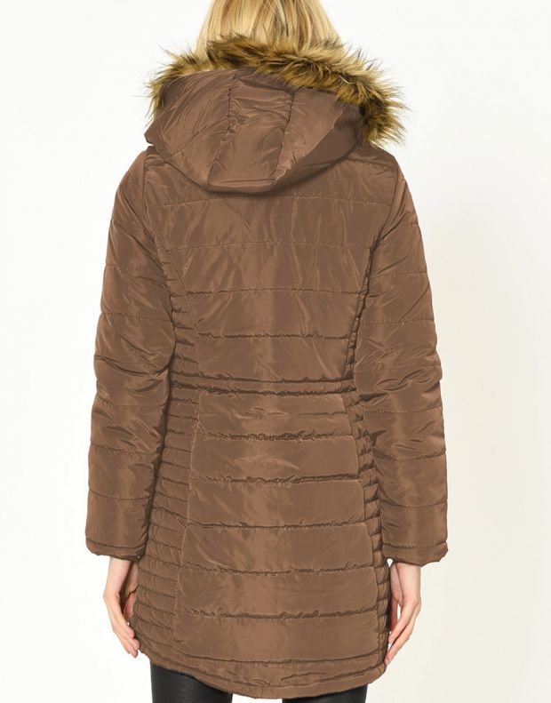 VERO MODA Quilted Long Parka Brown - 81917/brown - 3