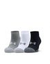 UNDER ARMOUR 3-Packs Heatgear Low Cut Socks Black/White/Grey - 1346753-035 - 1t