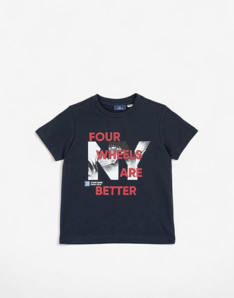 CHICCO Boys Four Wheels Are Better Tee Dark Blue