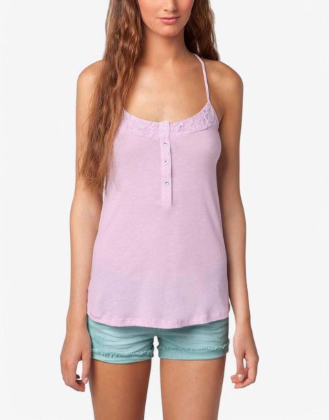 BERSHKA Lace Detail Top Pink