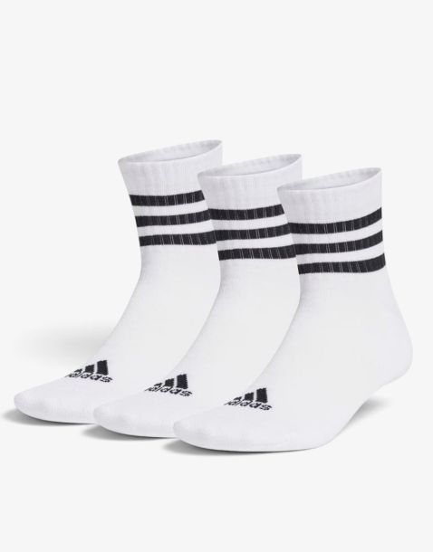 ADIDAS 3 Packs 3-Stripes Cushioned Sportswear Mid White