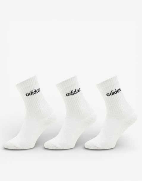 ADIDAS 3 Packs Linear Crew Cushioned Socks White