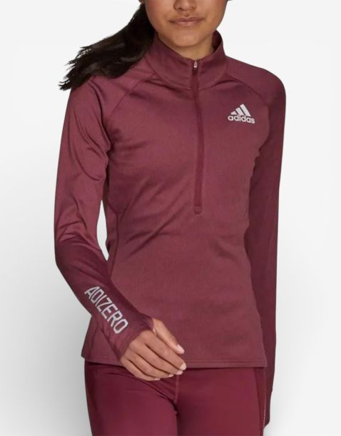 ADIDAS Adizero 1/2 Zip Top Burgundy