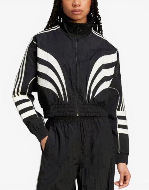 ADIDAS Atlanta Cut Line Loose Nylon Track Top Black