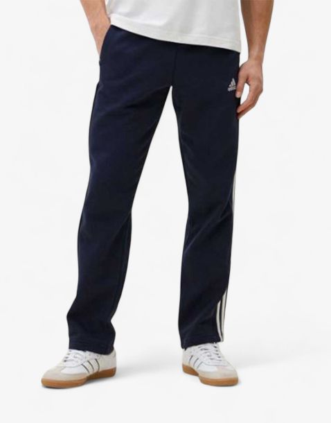 ADIDAS Essentials 3-Stripes Open Hem Fleece Pants Dark Blue
