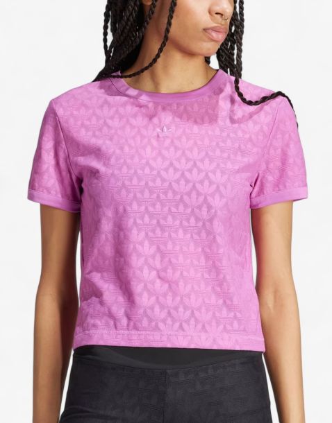 ADIDAS Originals Monogram Lace Crop Tee Purple
