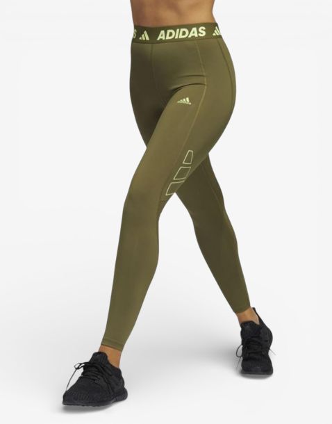ADIDAS Techfit Logo Graphic Long Leggings Green
