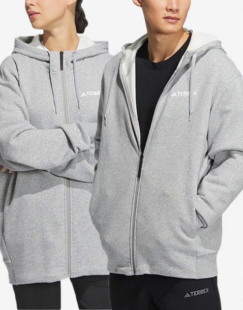 ADIDAS Terrex Full-Zip Fleece Unisex Hoodie Grey
