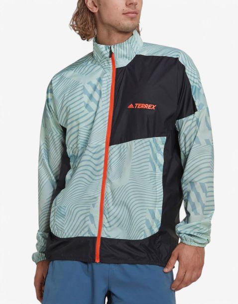 ADIDAS Terrex Trail Running Printed Wind Jacket Green