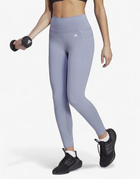 ADIDAS Training Optime Stash Pocket High-Waisted 7/8 Leggings Purple