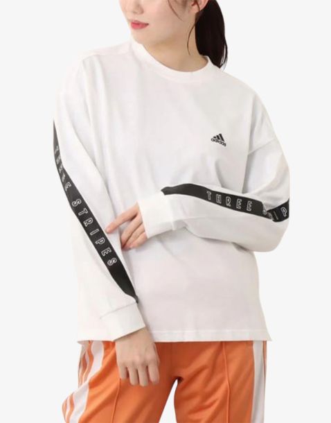 ADIDAS Wording Long-Sleeve Sweatshirt White