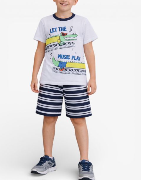 CHICCO Boys Shorts And Tee Set White/Blue