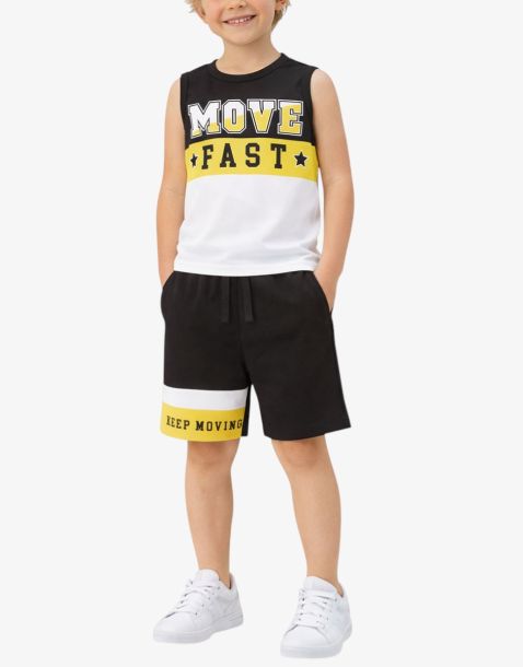 CHICCO Boys Shorts And Tank Top Set Black/White
