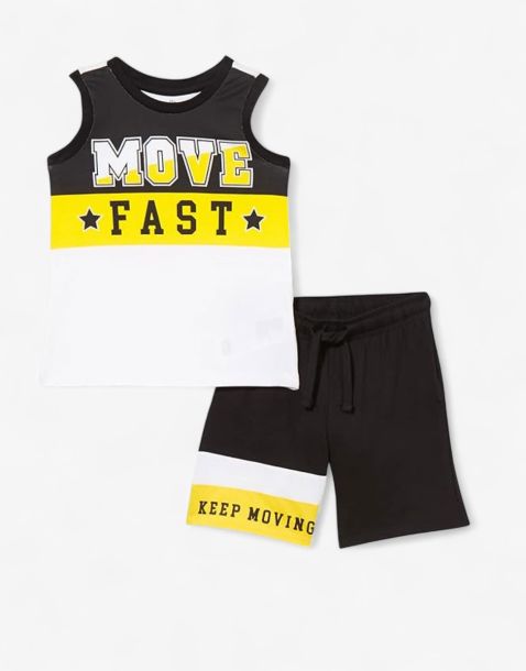 CHICCO Boys Shorts And Tank Top Set Black/White