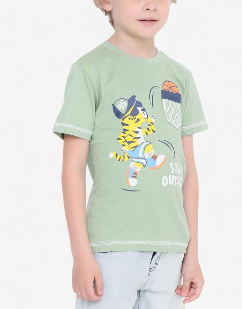 CHICCO Boys Tee Medium Green Printed