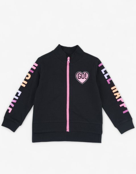 CHICCO Girls Full-Zip Track Top Black/Pink