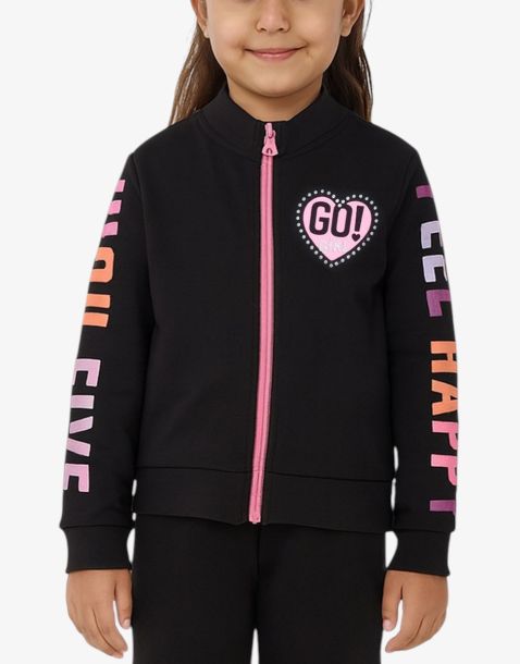 CHICCO Girls Full-Zip Track Top Black/Pink