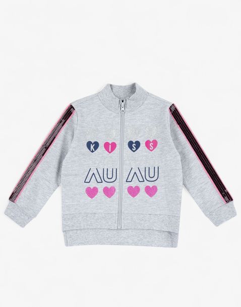 CHICCO Girls Full-Zip Track Top Light Grey/Pink