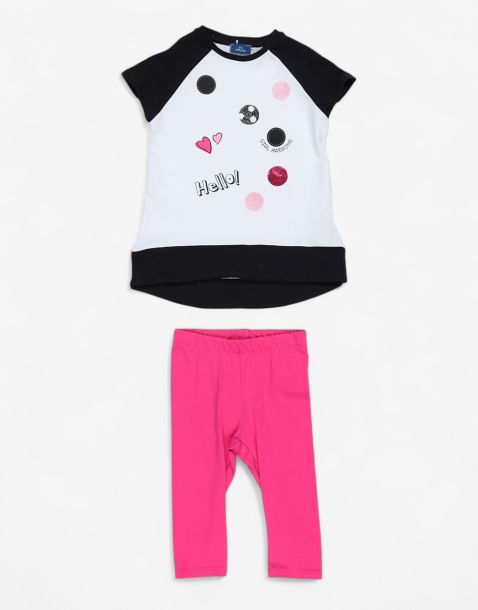 CHICCO Girls Leggings And Tee Set White/Pink