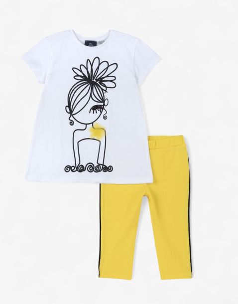 CHICCO Girls Pants And Tee Set White/Yellow