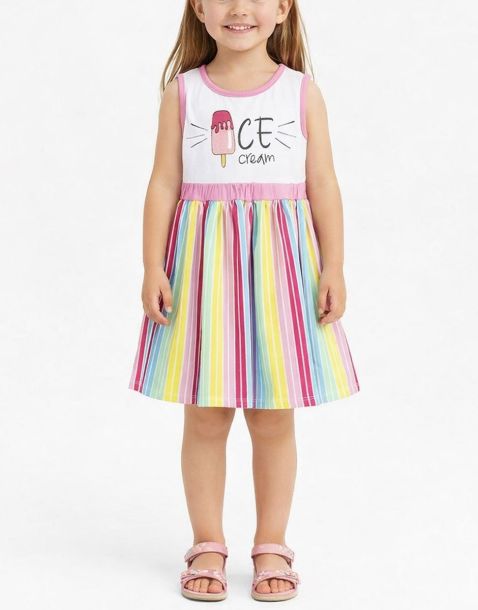 CHICCO Girls Sleeveless Dress Pink Striped