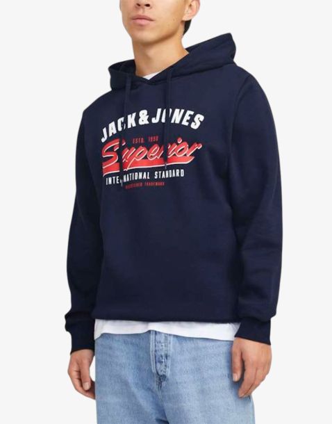 JACK&JONES JJelogo Sweat Hood 2 Col 24/25 Noos Navy