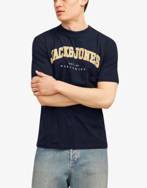 JACK&JONES Jjecaleb Varsity Tee SS O-Neck Noos Navy