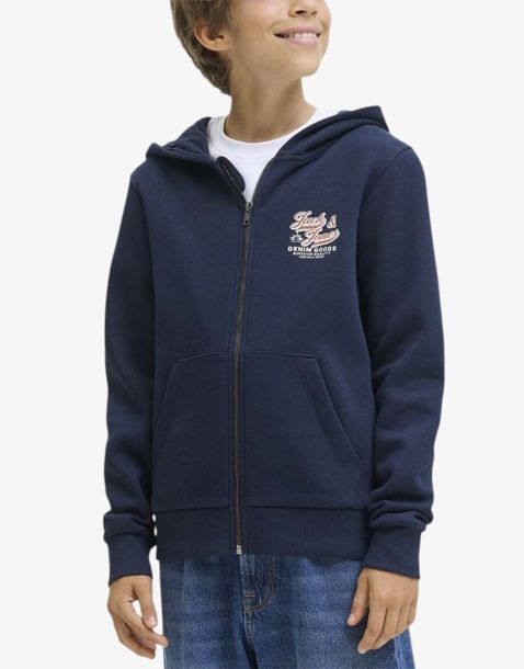 JACK&JONES Jjelogo Sweat Ziphood 2Col Noos JNR Navy