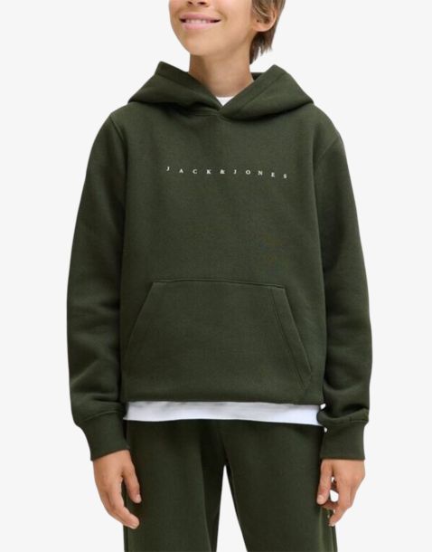 JACK&JONES Jjestar JJ Sweat Hood Noos JNR Green
