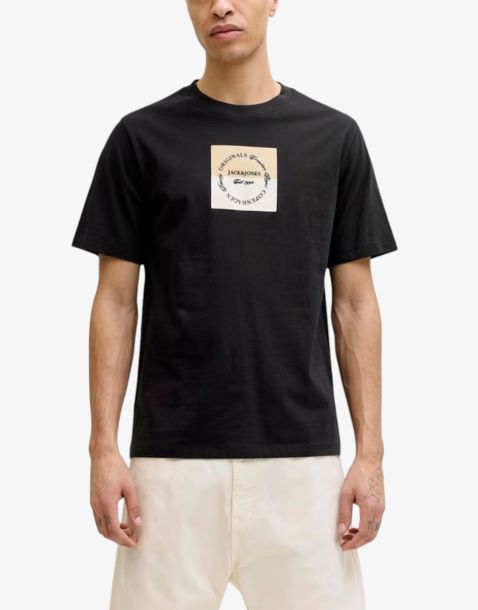 JACK&JONES Jorcatskills Square Branding Tee SSCN LN Black