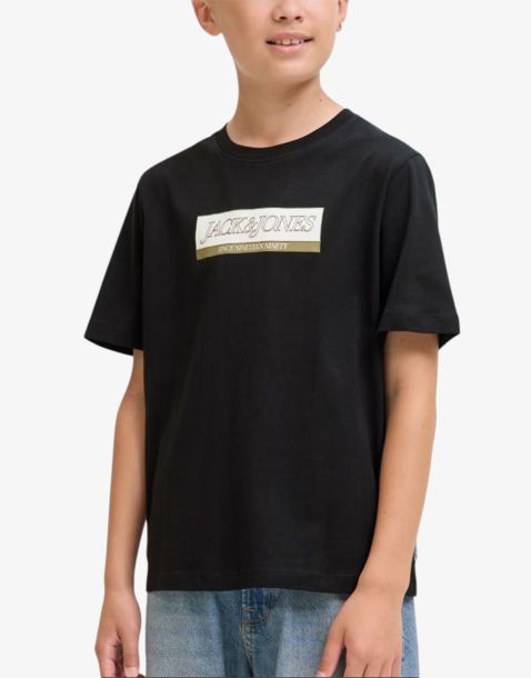 JACK&JONES Jorinwood Block Brend Tee Ss Cn Noos Jnr Black