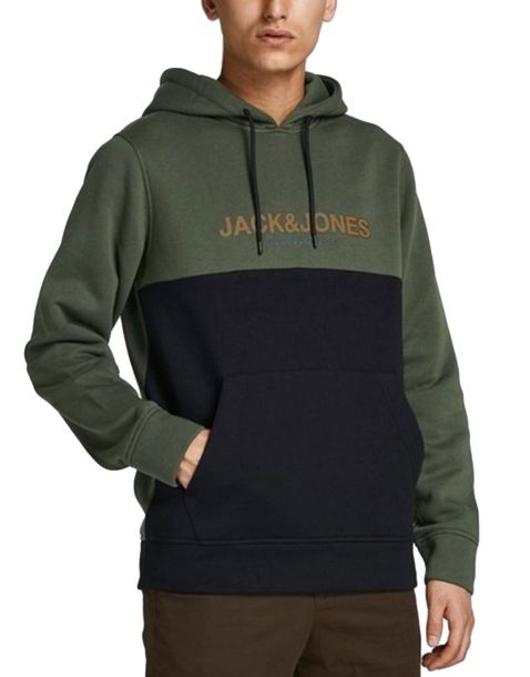 JACK&JONES Colourblock Logo Hoodie Green