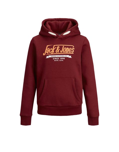 JACK&JONES Logo Drawstring Hoodie Red