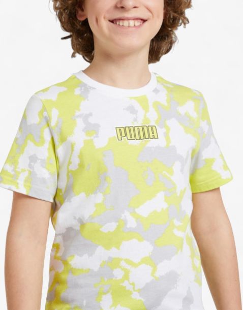 PUMA Alpha All Over Print Tee White/Yellow 