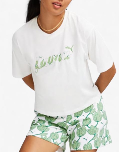 PUMA Blossom Short Graphic Tee White/Green