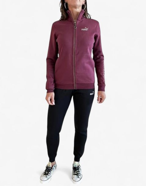 PUMA Bronze Full-Zip Tracksuit Burgundy/Black