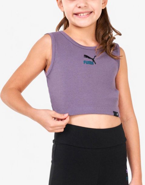 PUMA Classics Cropped Ribbed Tank Purple G 