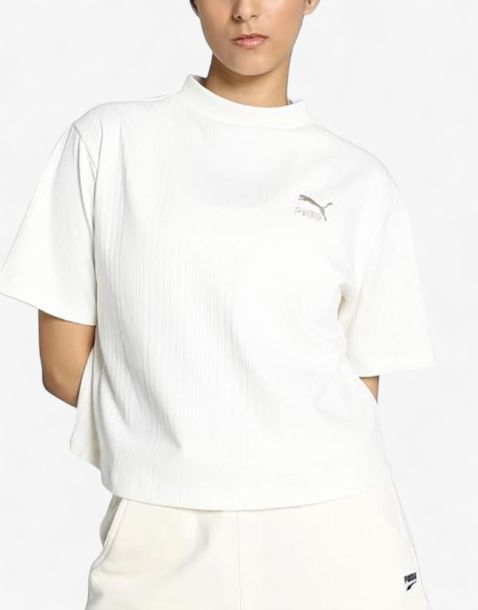 PUMA Classics Mock Neck Tee Frosted Ivory