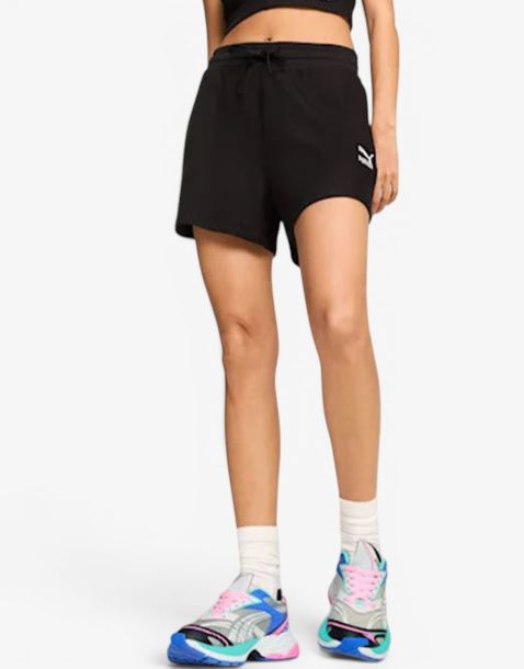 PUMA Classics Ribbed A-Line Shorts Black