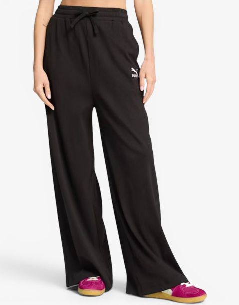 PUMA Classics Ribbed Relaxed Pants W Black